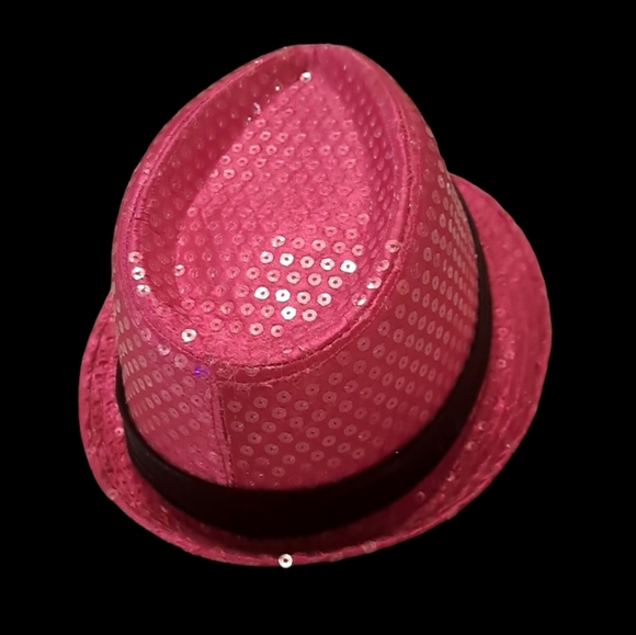 Disney Pink Sequin Fedora/Hat w Silk Black Band NWOT - Picture 4 of 5
